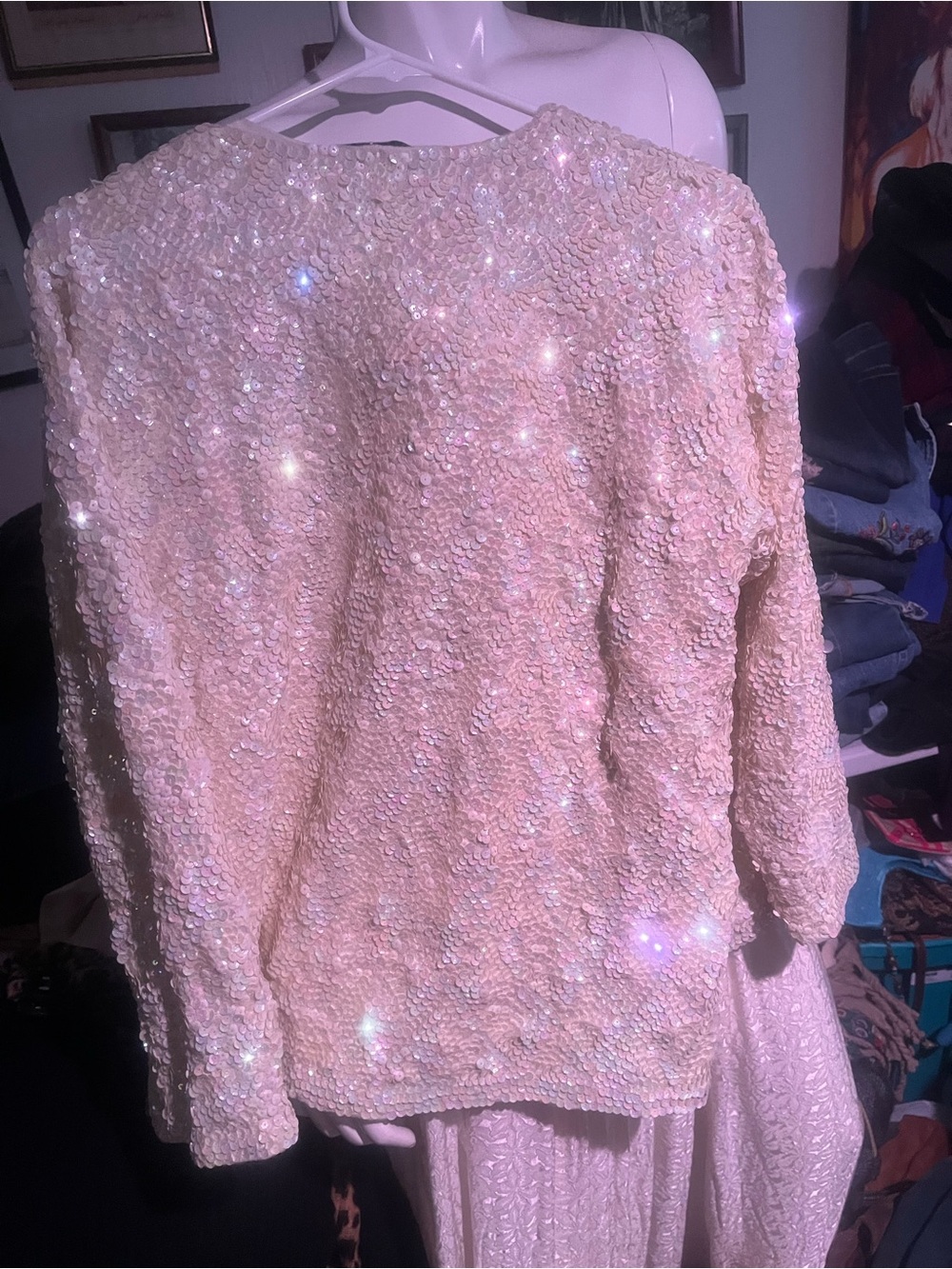 Sequin Open-Front Jacket white - Picture 2 of 3